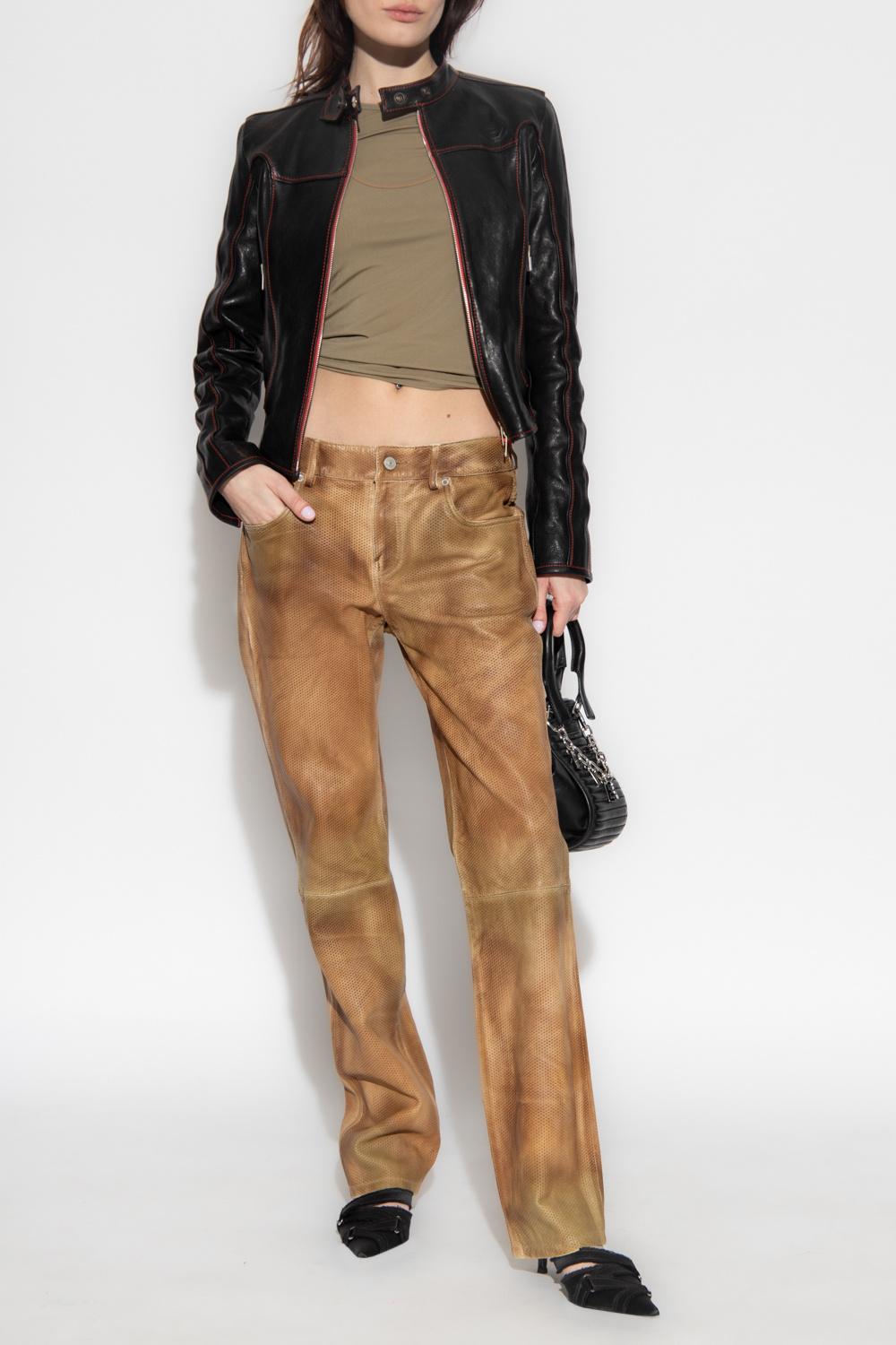 Green 'T-OLAP' two-layered top Diesel - SchaferandweinerShops KR
